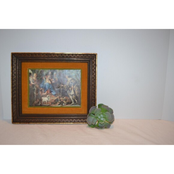 Vintage The Virgin and Child Adored by Saint Louis King of France Framed Art - Picture 2 of 7